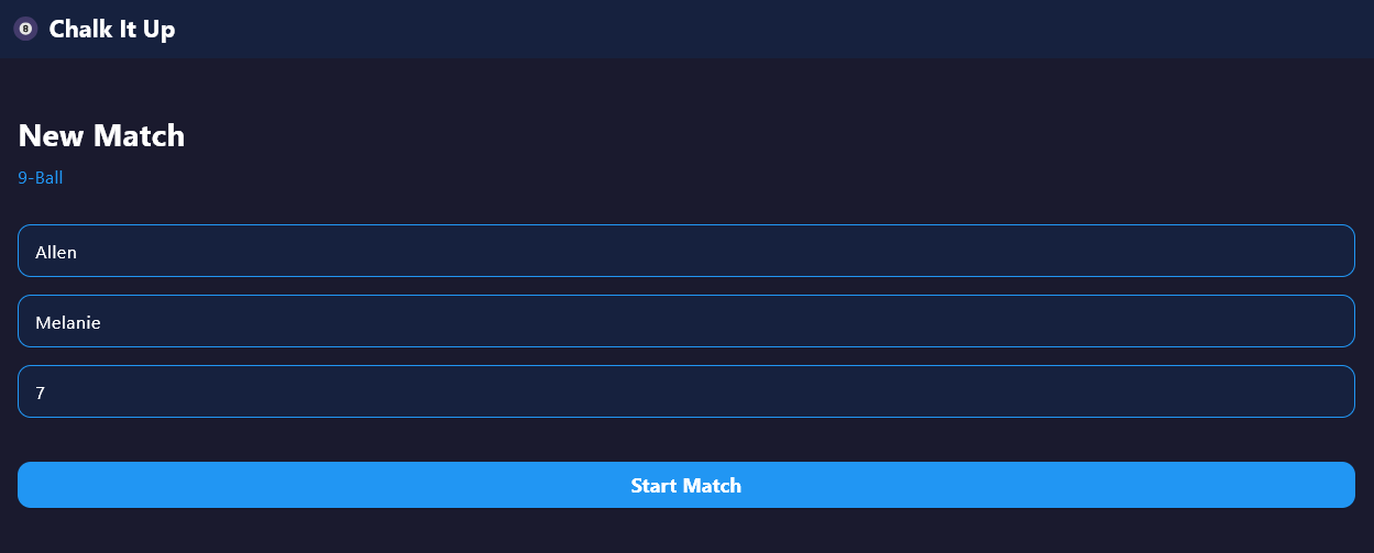Setup screen